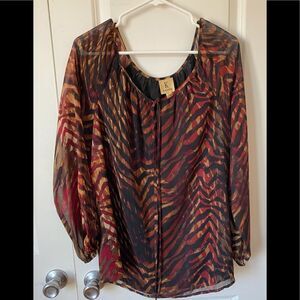 Kasper animal print like pattern blouse